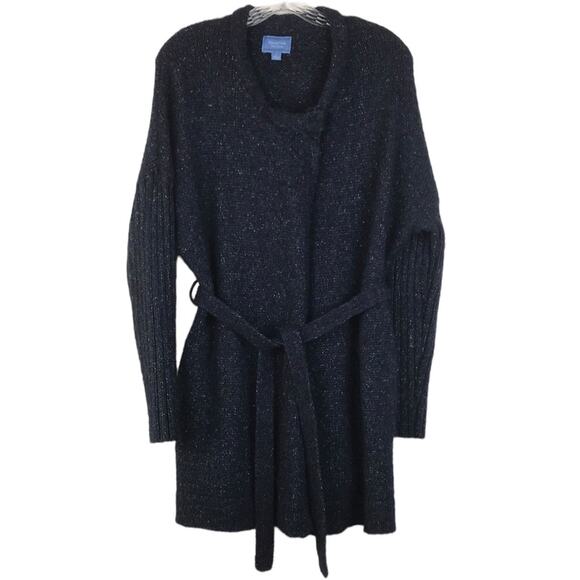 Simply Vera Vera Wang Sweaters - SimplyVera Vera Wang Knit Cardigan Tie Waist Sweater Pockets Marled Navy Large